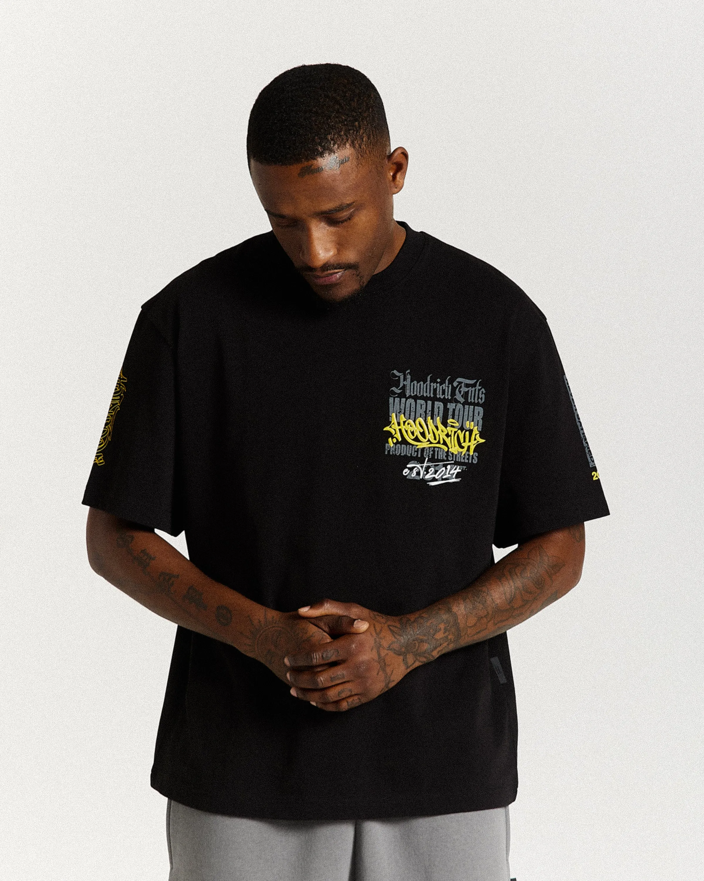 Stamp Tour Oversized T-Shirt - Black/Grey/Yellow sold by Hoodrich