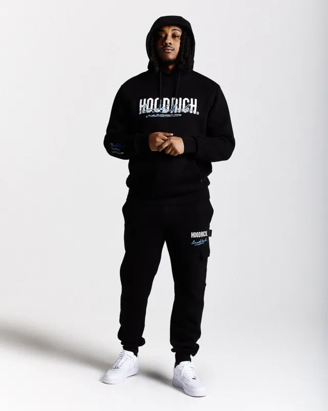 Flames Joggers - Black/White/Blue made by Hoodrich