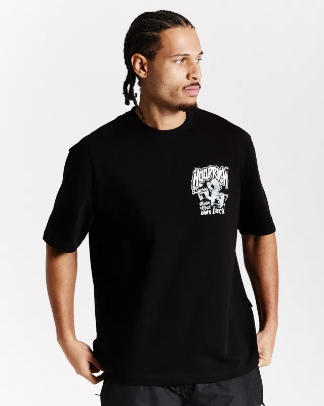 Fortune Oversized T-Shirt - Black/White/Blue made by Hoodrich
