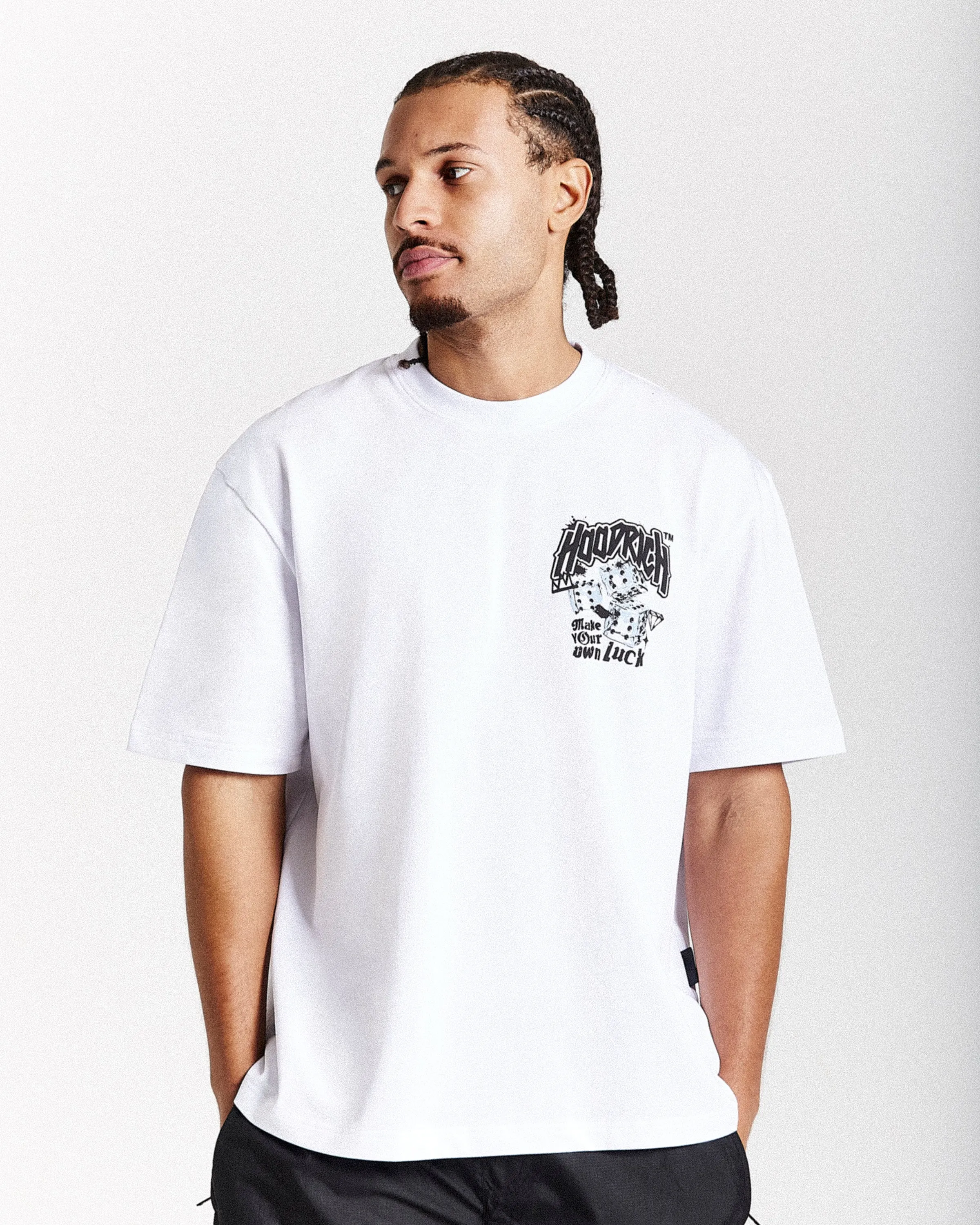 Fortune Oversized T-Shirt - White/Black/Blue sold by Hoodrich