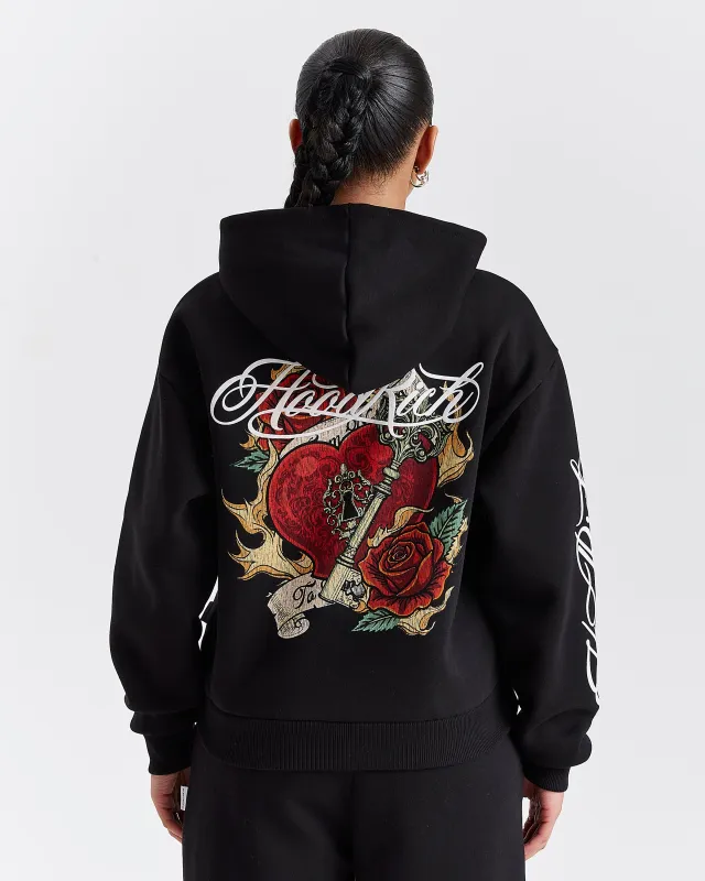 Vox Mid Length Zip Hoodie - Black/Red made by Hoodrich