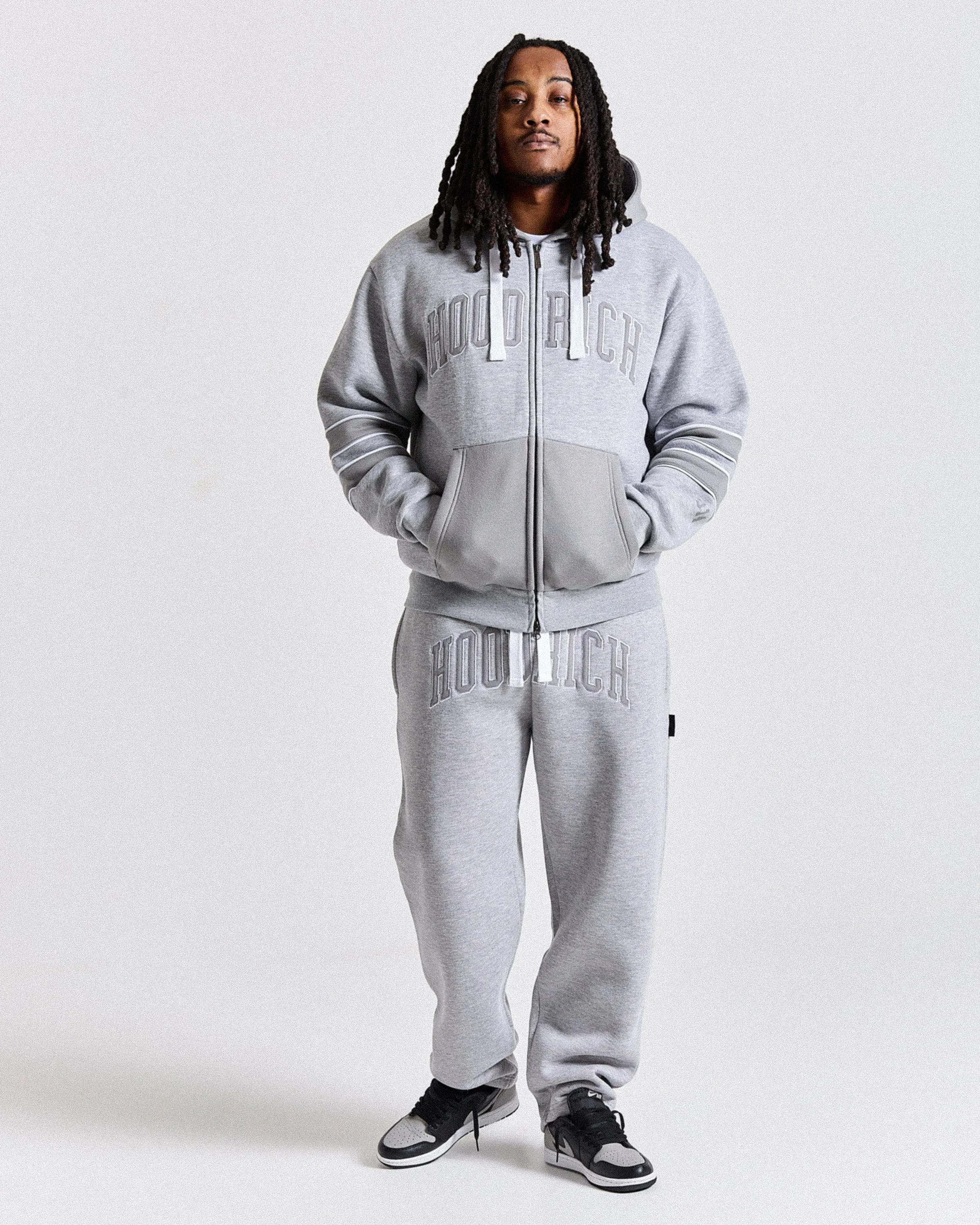 Varsite Oversized Wide Leg Joggers - Grey/White sold by Hoodrich product image thumbnail 2
