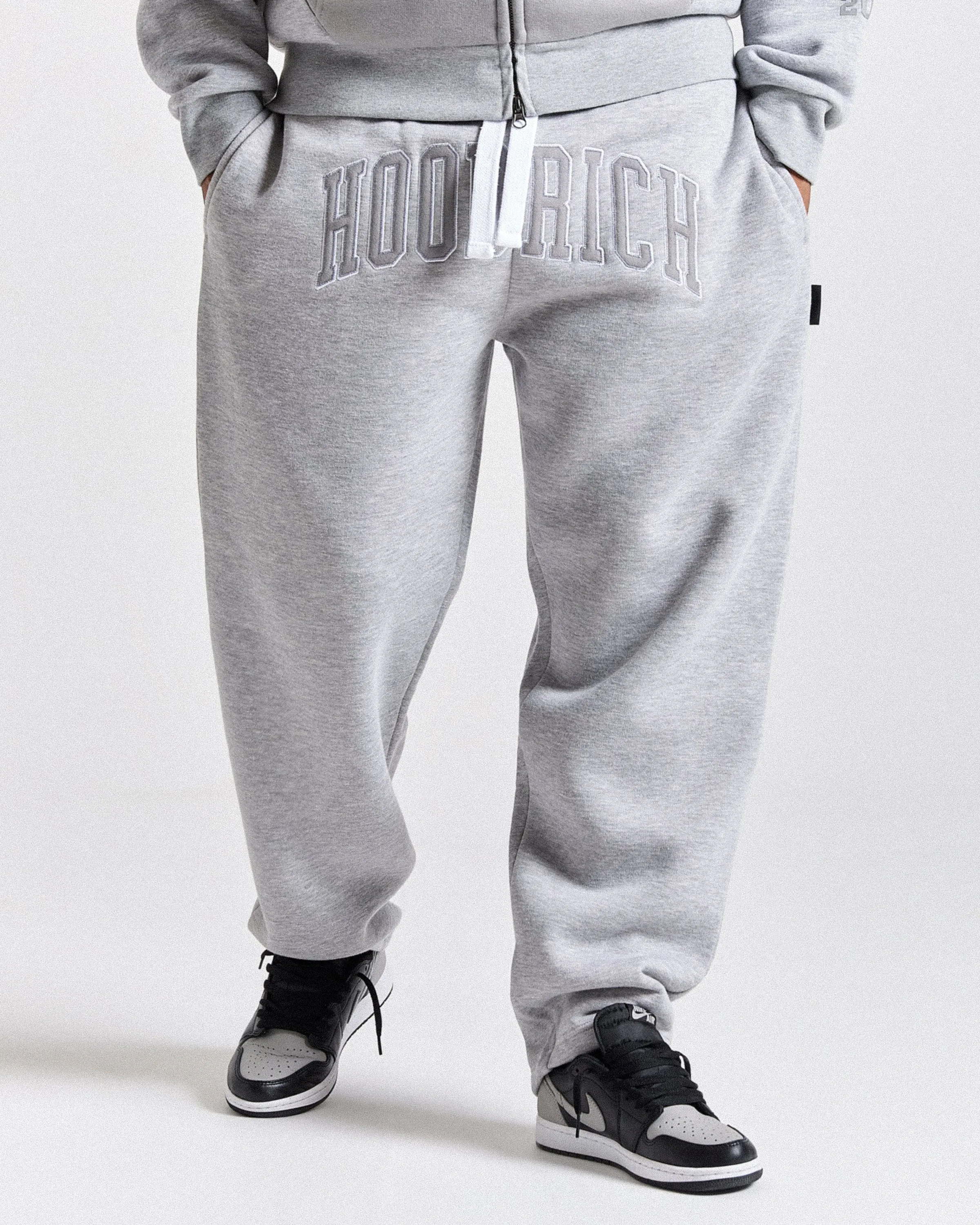 Varsite Oversized Wide Leg Joggers - Grey/White sold by Hoodrich