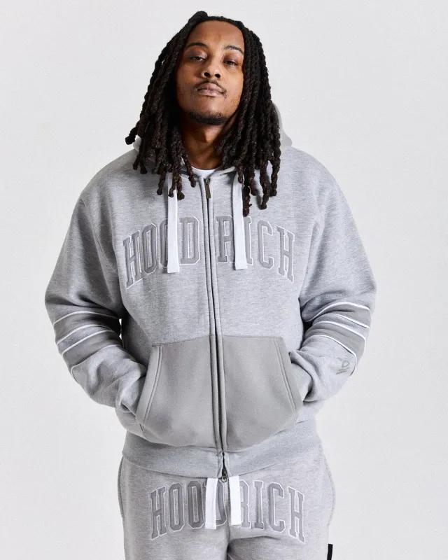 Varsite Oversized Zip Hoodie - Grey/White sold by Hoodrich