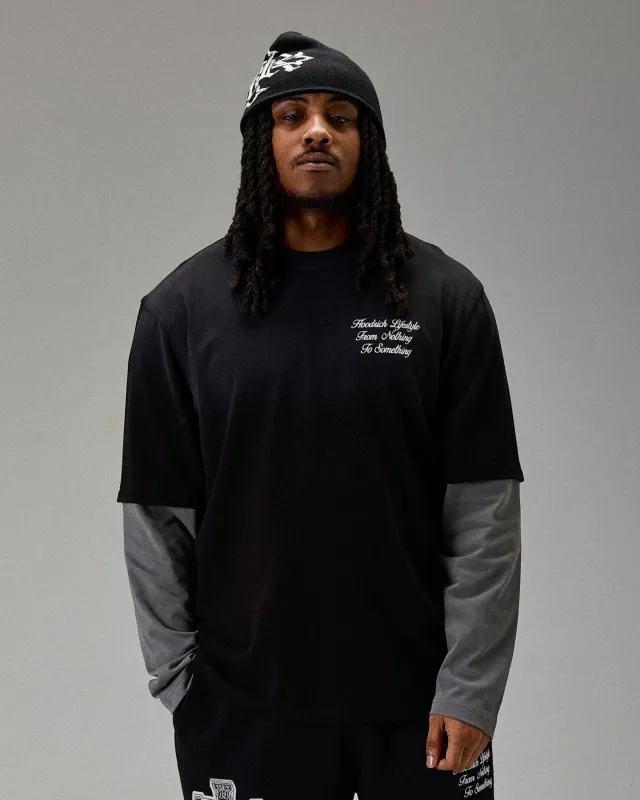 The Winner's Circle Phase Oversized Long Sleeve T-Shirt - Black made by Hoodrich