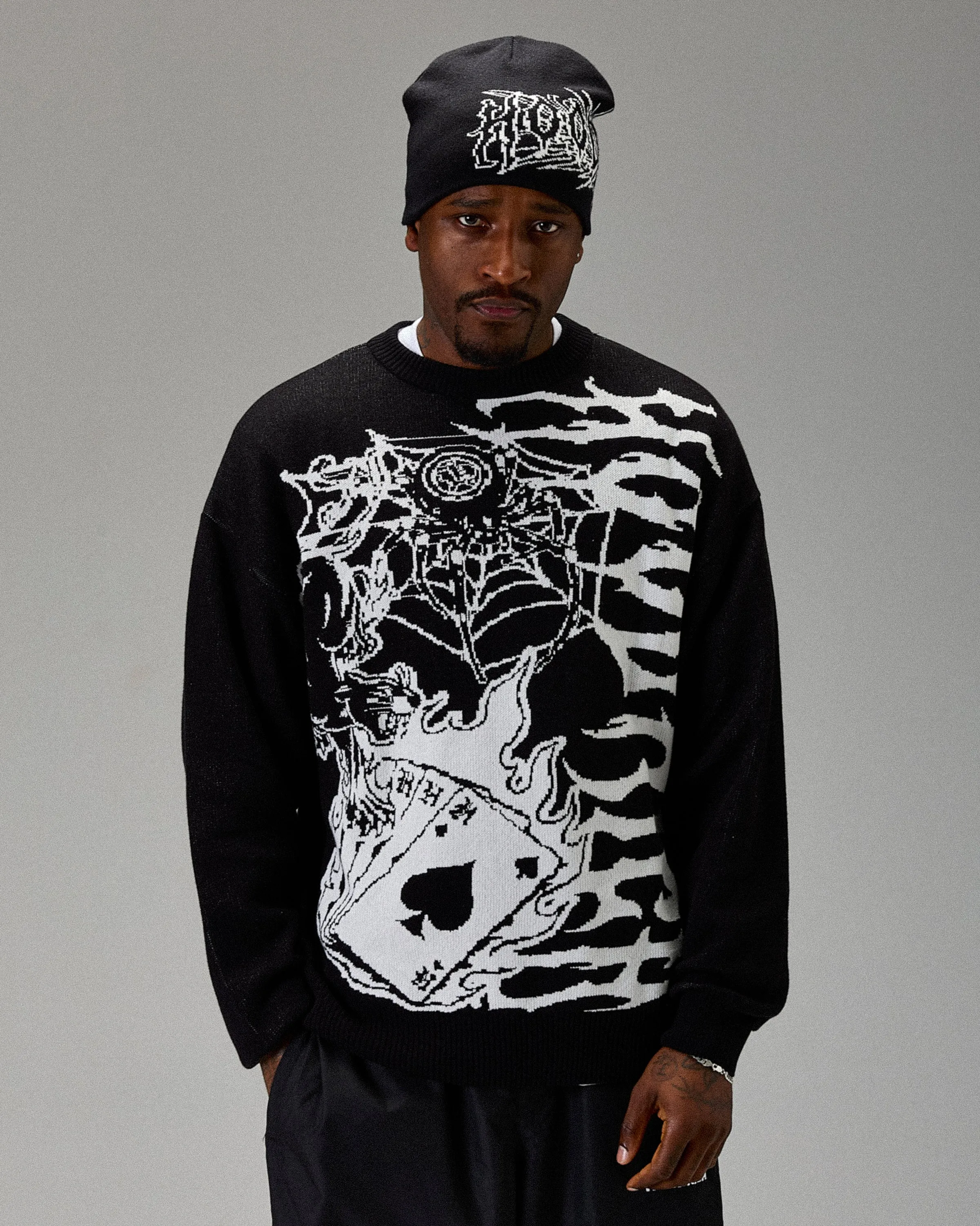 The Winner's Circle Wreckage Knitwear Sweater - Black/white sold by Hoodrich