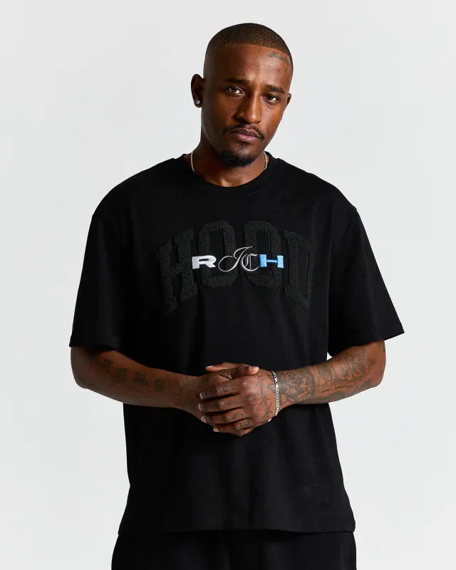 Merit Oversized T-Shirt - Black/Blue made by Hoodrich