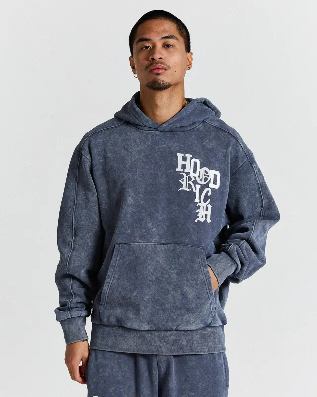 Heritage Oversized Hoodie - Blue Wash/White made by Hoodrich