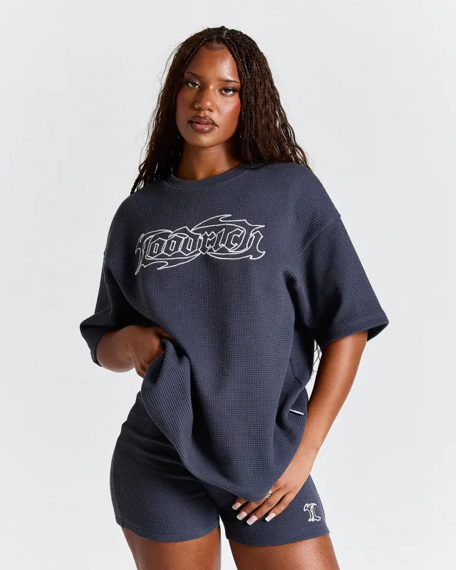 Luz Waffle Oversized T-Shirt - Dark Grey/White made by Hoodrich