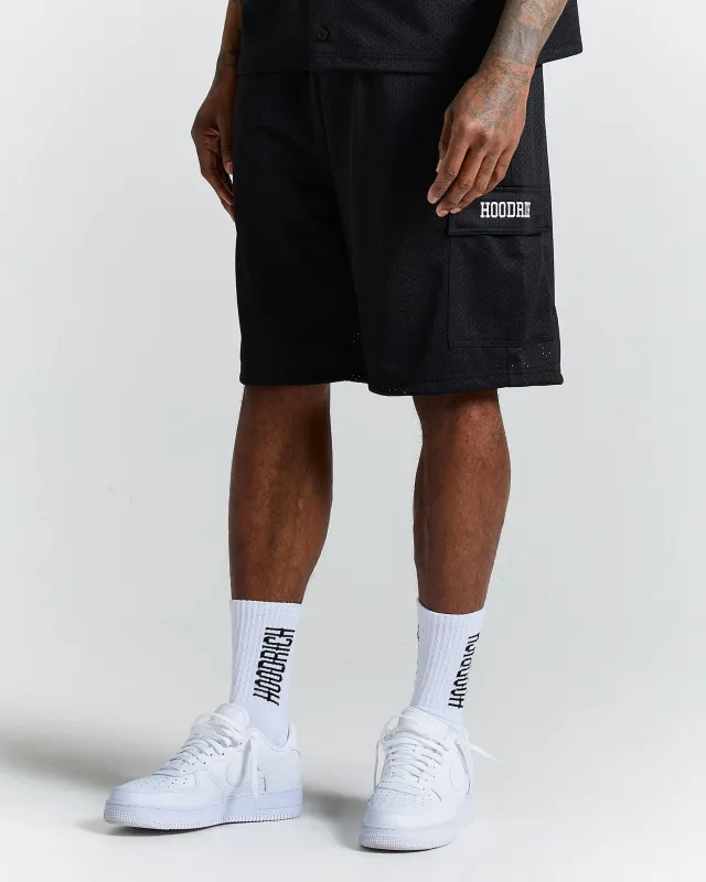 The Winner's Circle Roots Oversized Mesh Shorts - Black/white made by Hoodrich