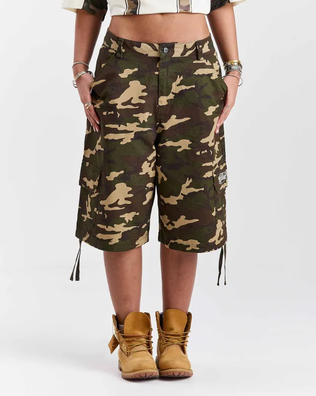 Field Oversized Cargo Woven Jort - Camo made by Hoodrich