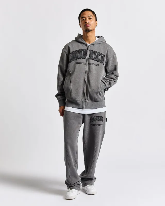 Men's Cursed Full Tracksuit - Grey Wash/Black made by Hoodrich