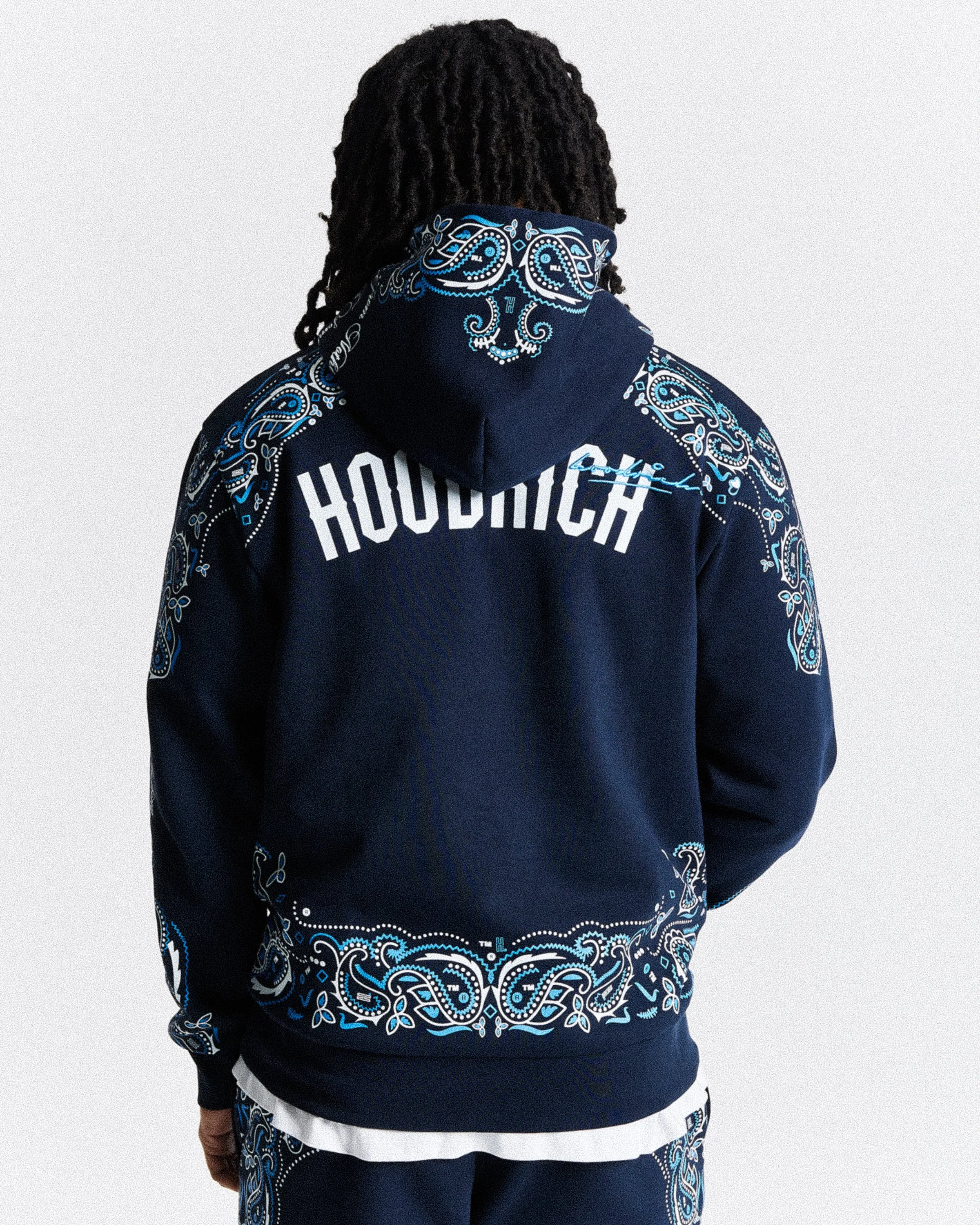 HOODRICH ロゴ ペイズリー フーディー Motif Hoodie - Navy/White/Blue | Parallel