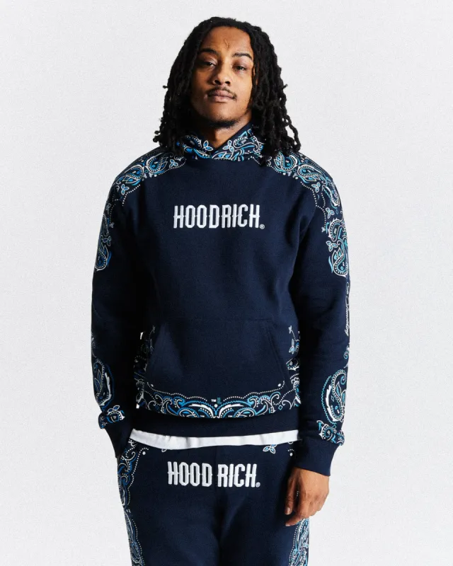 Motif Hoodie - Navy/White/Blue sold by Hoodrich