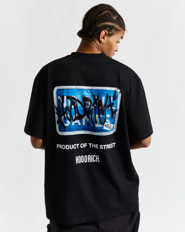 Graffiti No Ball Games T-Shirt - Black/White/Blue sold by Hoodrich