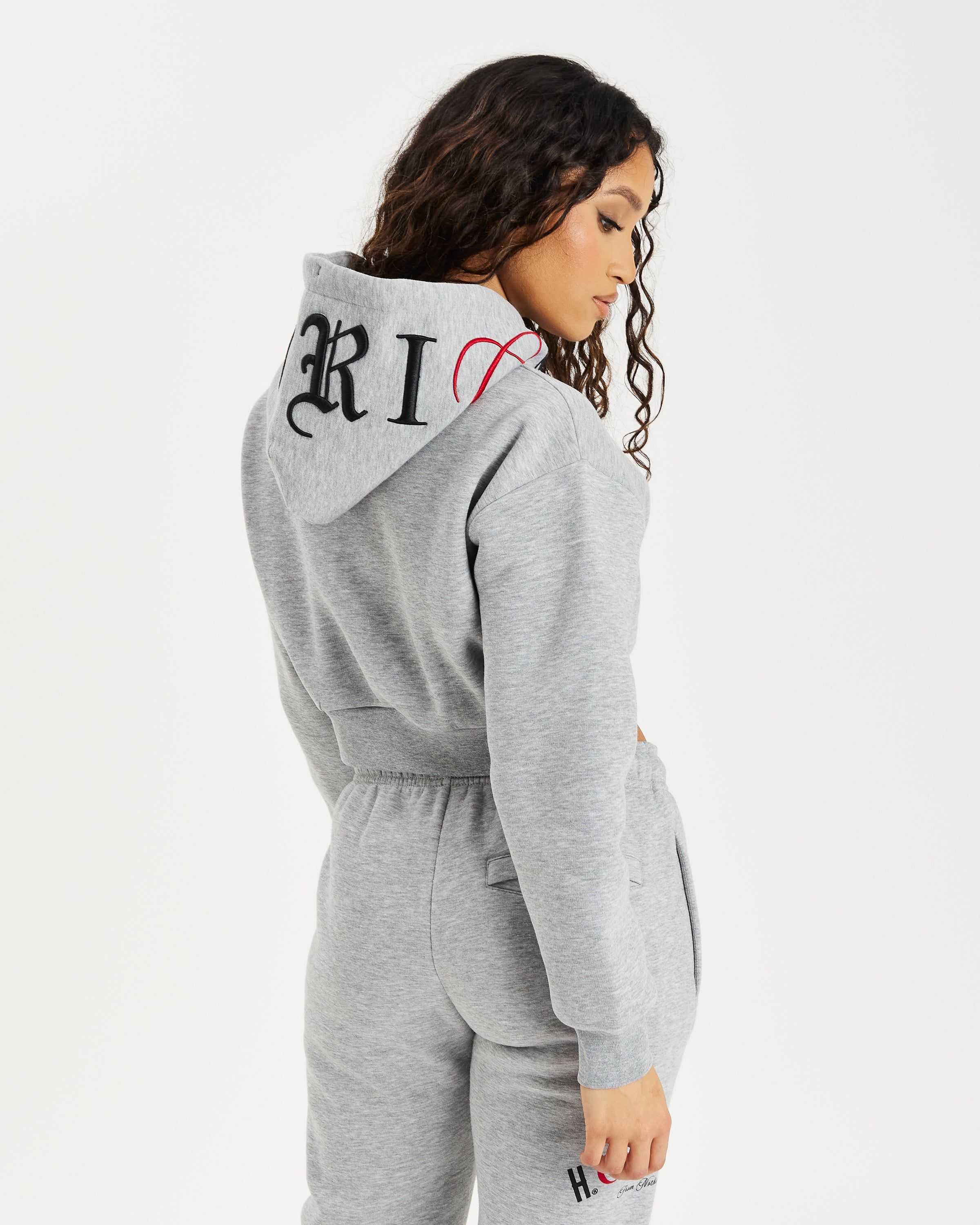 OG Calor Cropped Hoodie - Heather Grey/Black/Red sold by Hoodrich product image thumbnail 3
