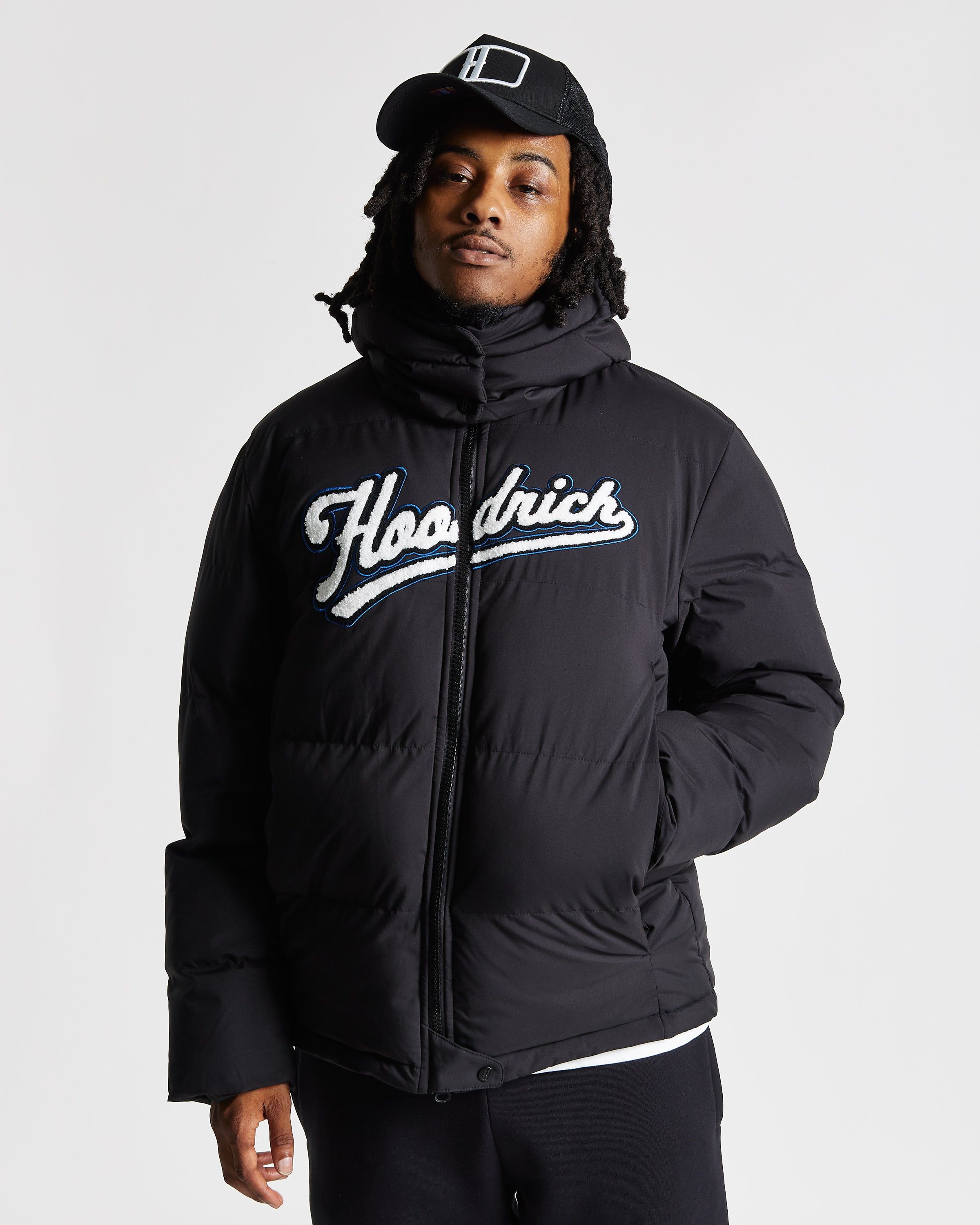 Stadium Jacket - Black/White/Blue sold by Hoodrich