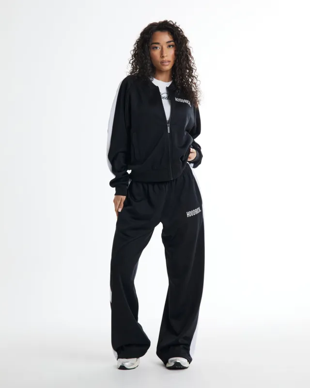 Selena Wide Leg Joggers - Black/White sold by Hoodrich