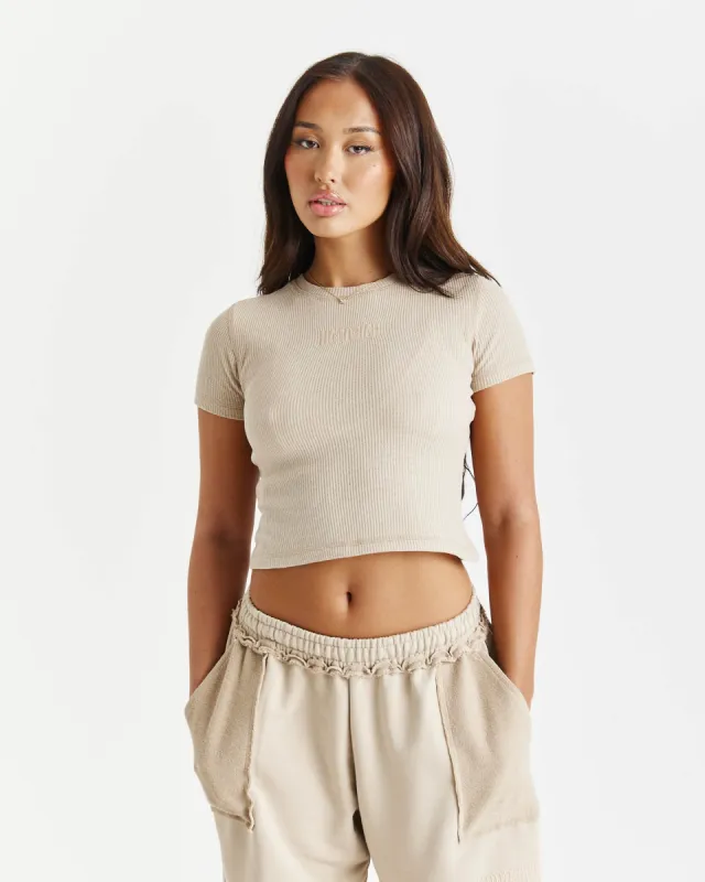 Grit Fitted Tee - Beige sold by Hoodrich