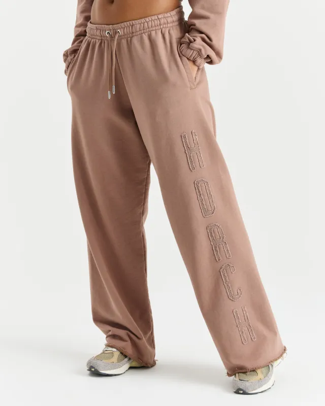 Detach Cropped Open Hem Joggers - Brown sold by Hoodrich