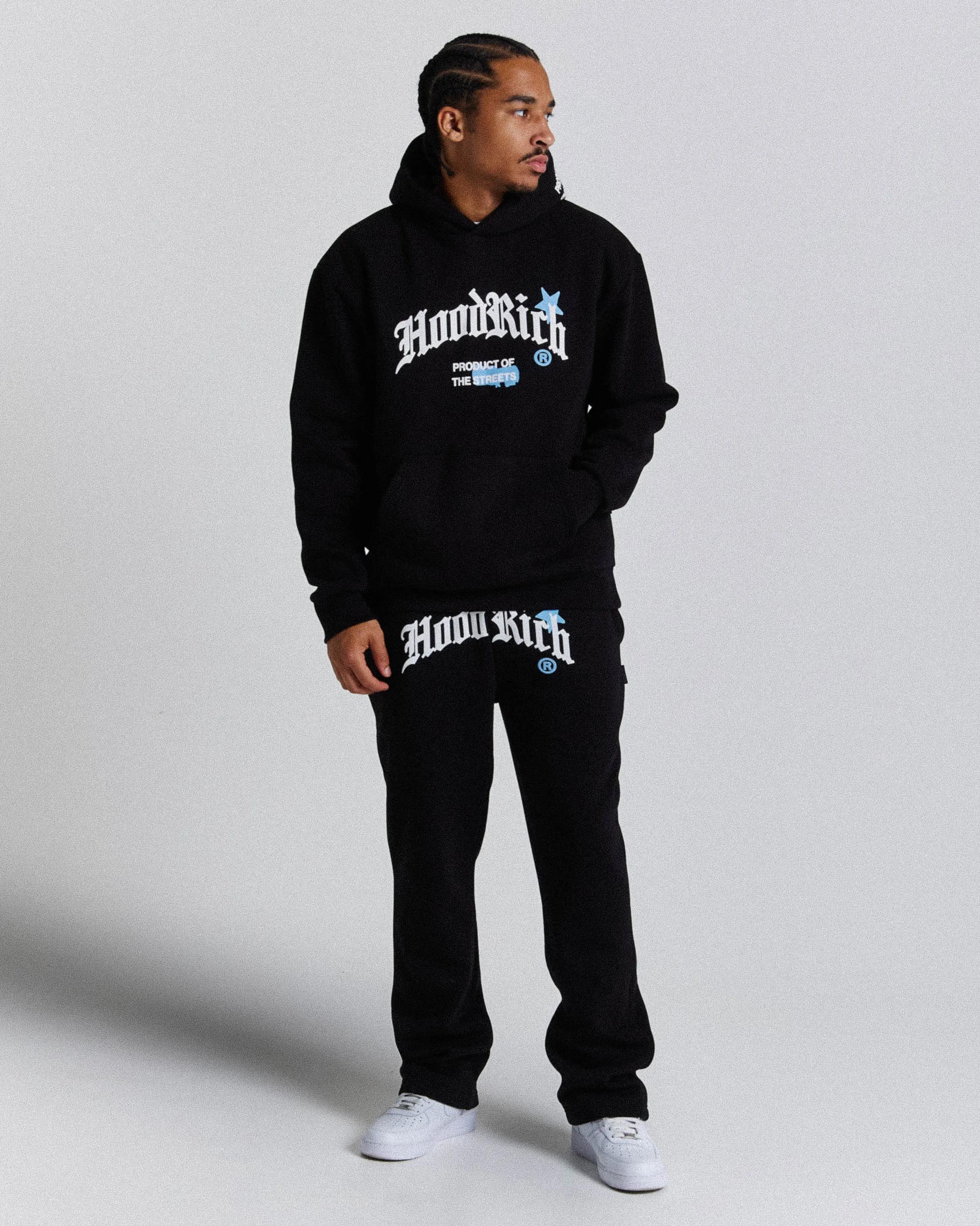 Starr Joggers - Black/White/Blue sold by Hoodrich
