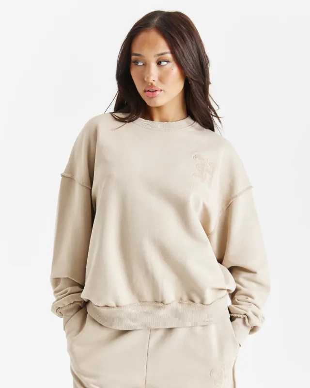 Edge Oversized Sweatshirt - Beige sold by Hoodrich