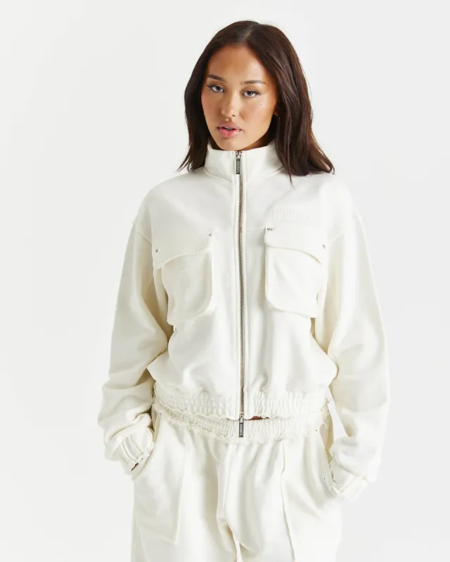Corrode Jersey Bomber Jacket - Cream sold by Hoodrich