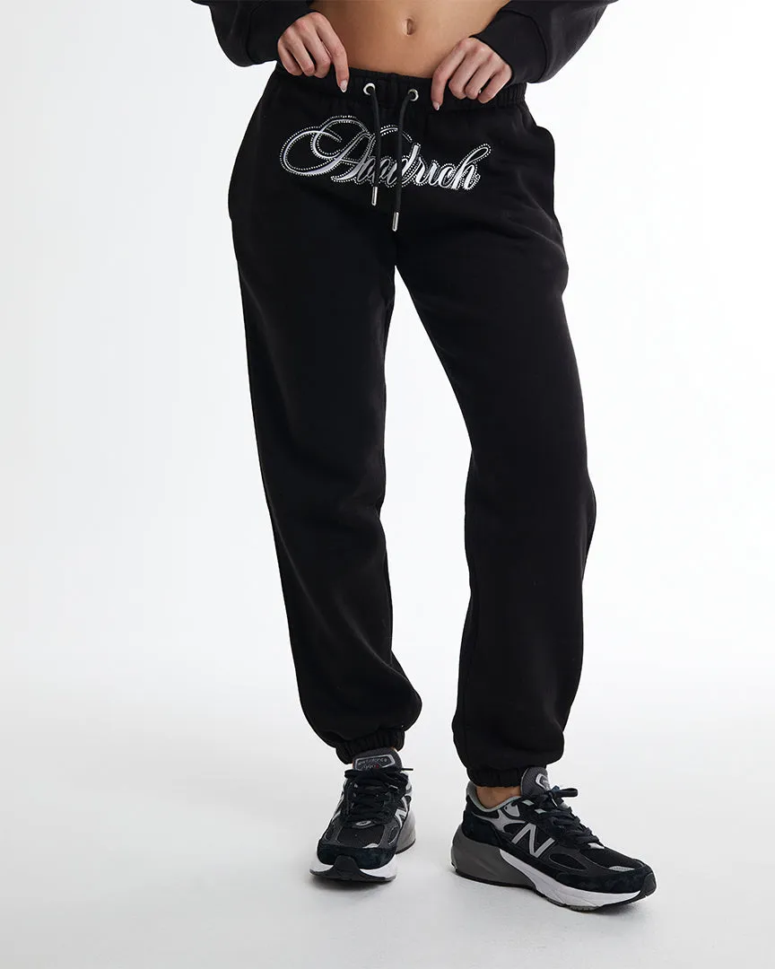 Figure Joggers - Black/White/Rhinestone sold by Hoodrich