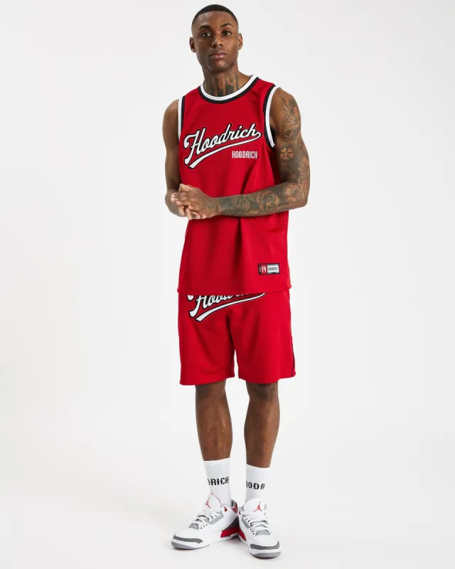 Stadium Basketball Shorts - Mars Red/White/déjà vu Blue made by Hoodrich