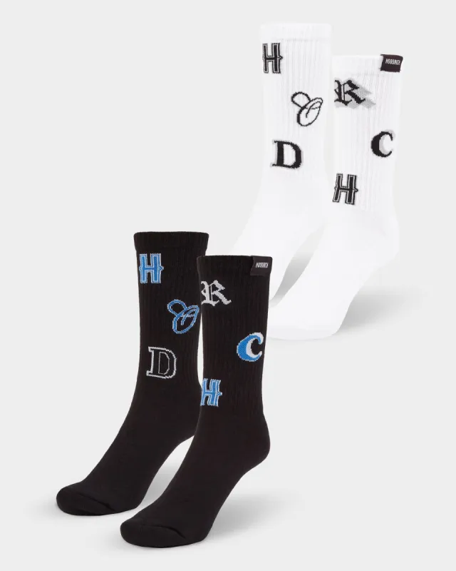 OG Pacific 2 Pack Crew Socks - Black/White sold by Hoodrich