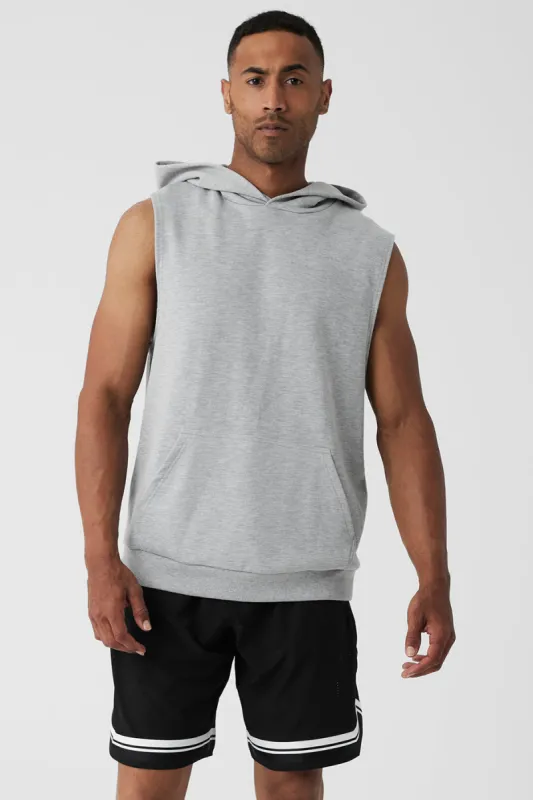 Chill Sleeveless Hoodie - Athletic Heather Grey sold by Alo Yoga