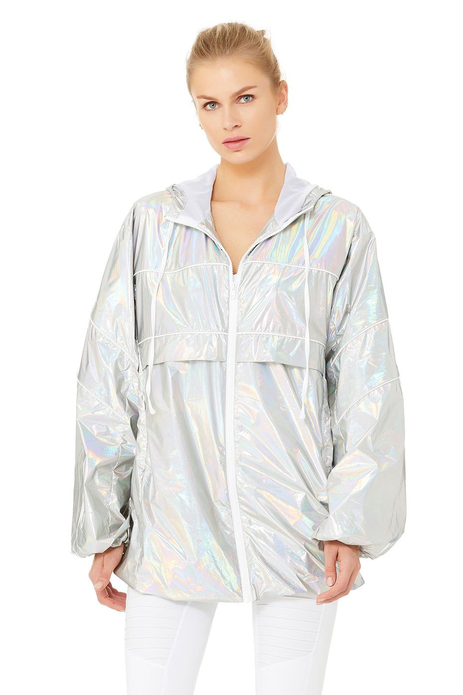 Alo Gleam Stardust Jacket - Silver Gleam/White sold by Alo Yoga