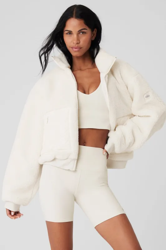 Sherpa Edge Bomber - Ivory sold by Alo Yoga