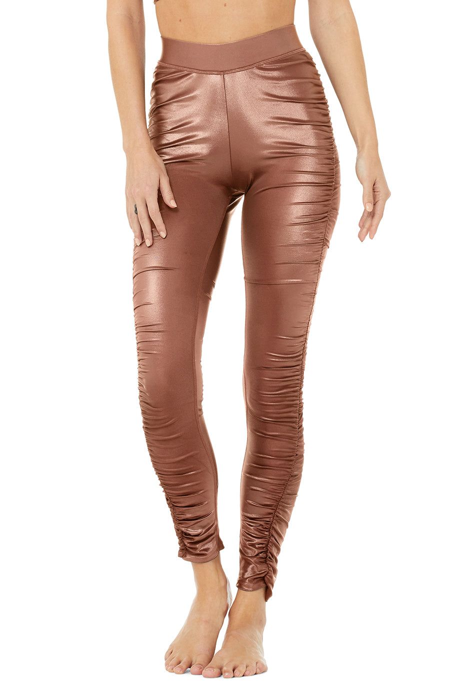 High-Waist Cinched Legging - Chestnut Shine sold by Alo Yoga
