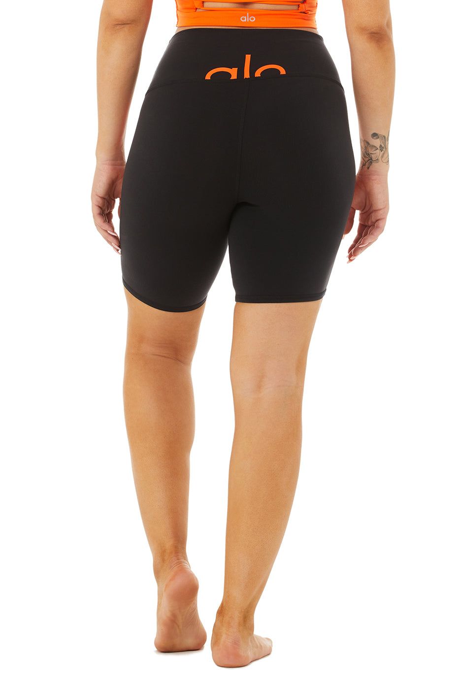 High-Waist Spin Short - Black/Bright Tangerine sold by Alo Yoga product image thumbnail 9