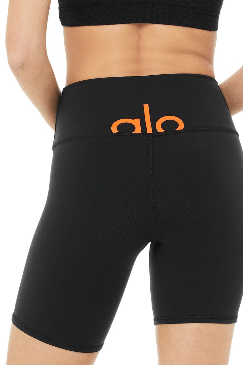 High-Waist Spin Short - Black/Bright Tangerine sold by Alo Yoga product image thumbnail 5