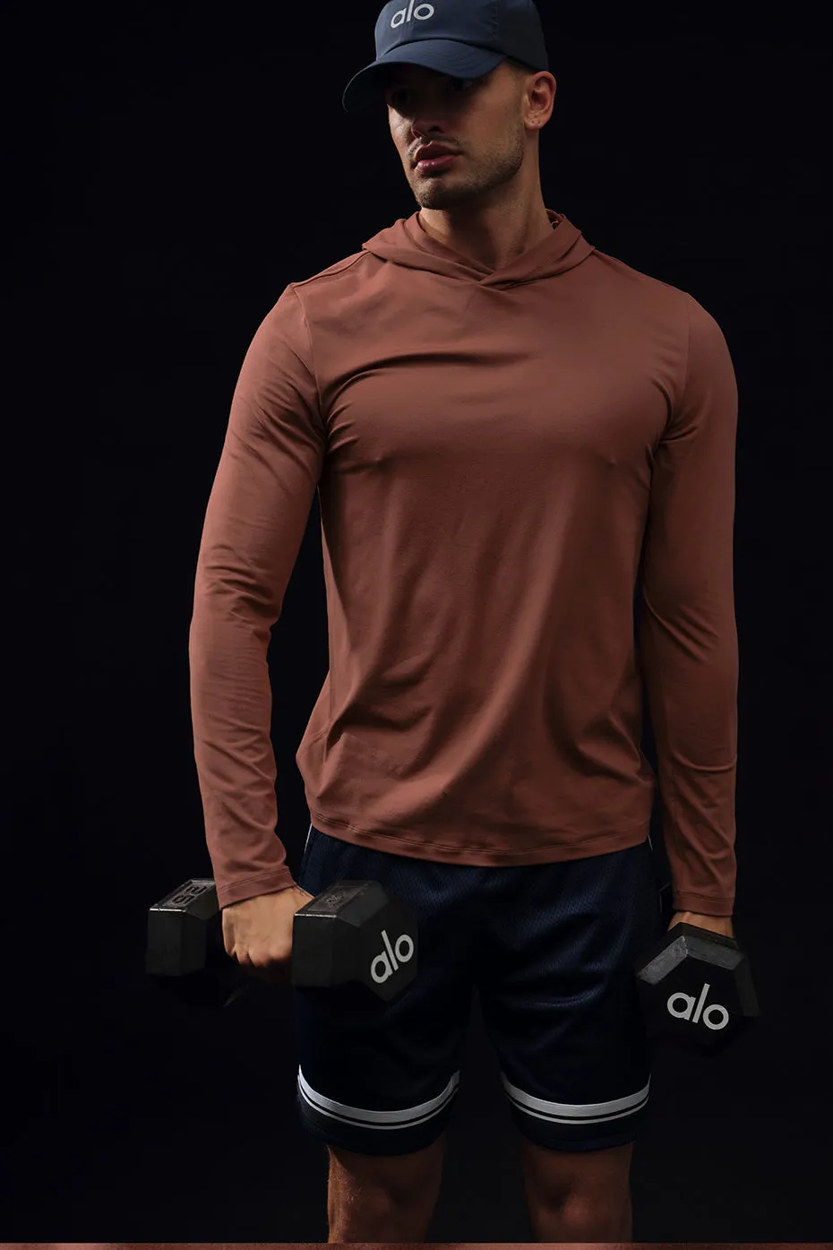 Conquer Reform Long Sleeve With Hood - Chestnut sold by Alo Yoga