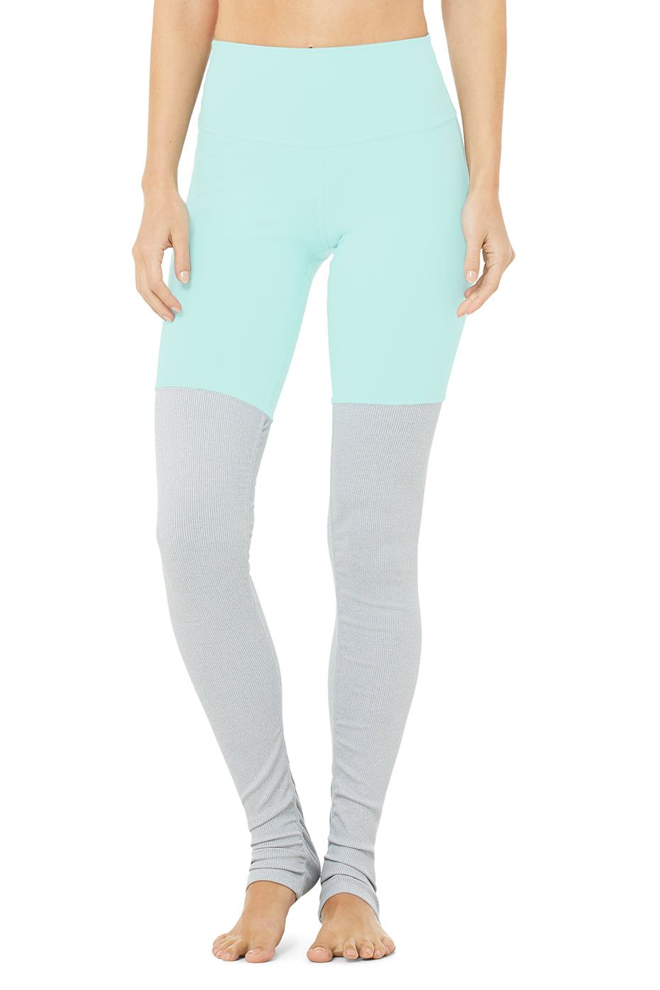 High-Waist Goddess Legging - Blue Quartz/Dove Grey Heather sold by Alo Yoga