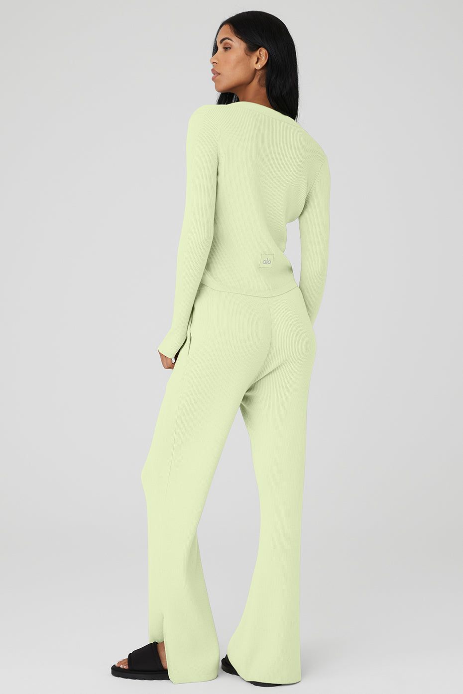 Knit Salana Cardigan & Knit High-Waist Salana Wide Leg Pant Set - Iced Green Tea sold by Alo Yoga product image thumbnail 2