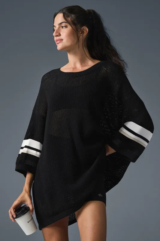 Open Knit Playoff Jersey - Black/Bone sold by Alo Yoga