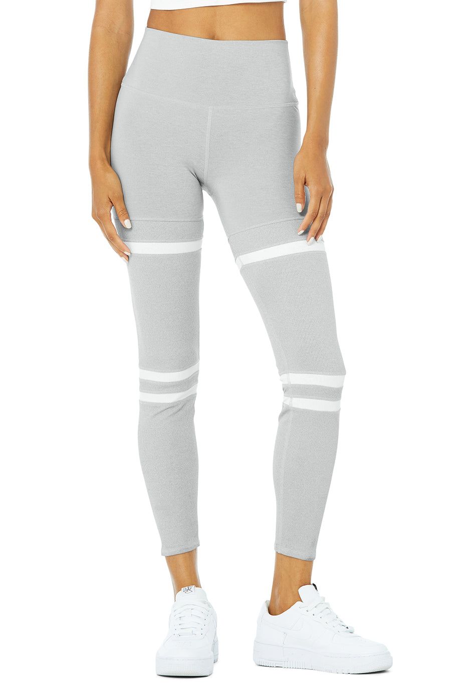 High-Waist Legit Legging - Athletic Heather Grey/White sold by Alo Yoga