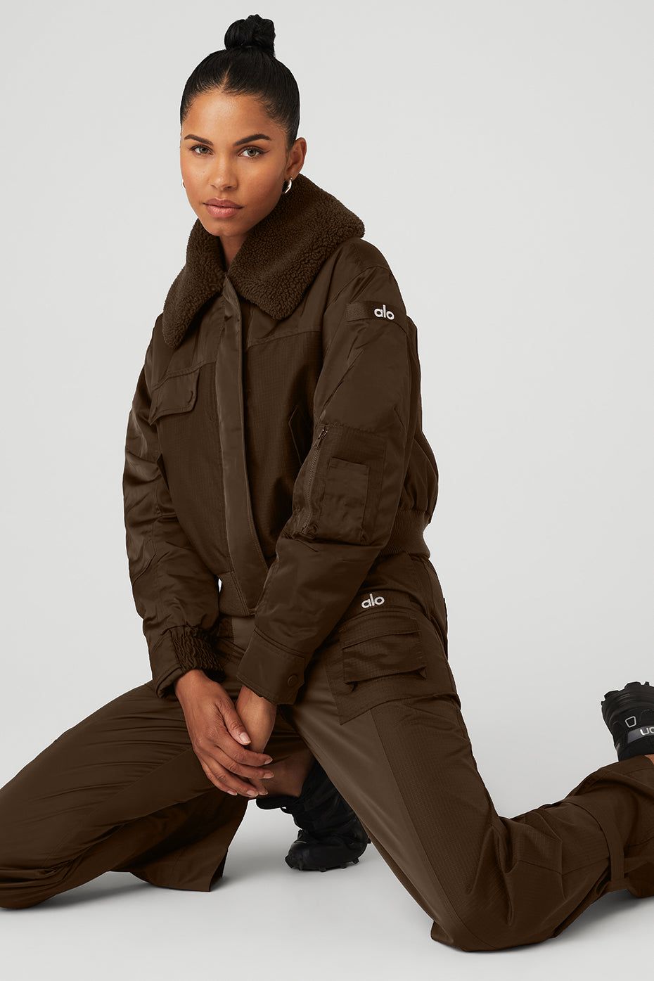 Blaze Bomber & Blaze Trouser Pant Set - Espresso sold by Alo Yoga product image thumbnail 4