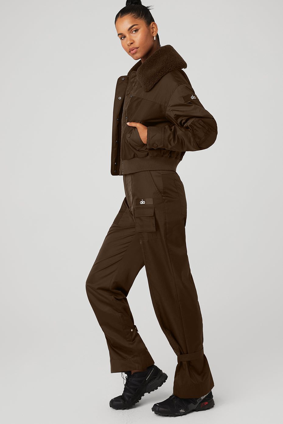 Blaze Bomber & Blaze Trouser Pant Set - Espresso sold by Alo Yoga product image thumbnail 3