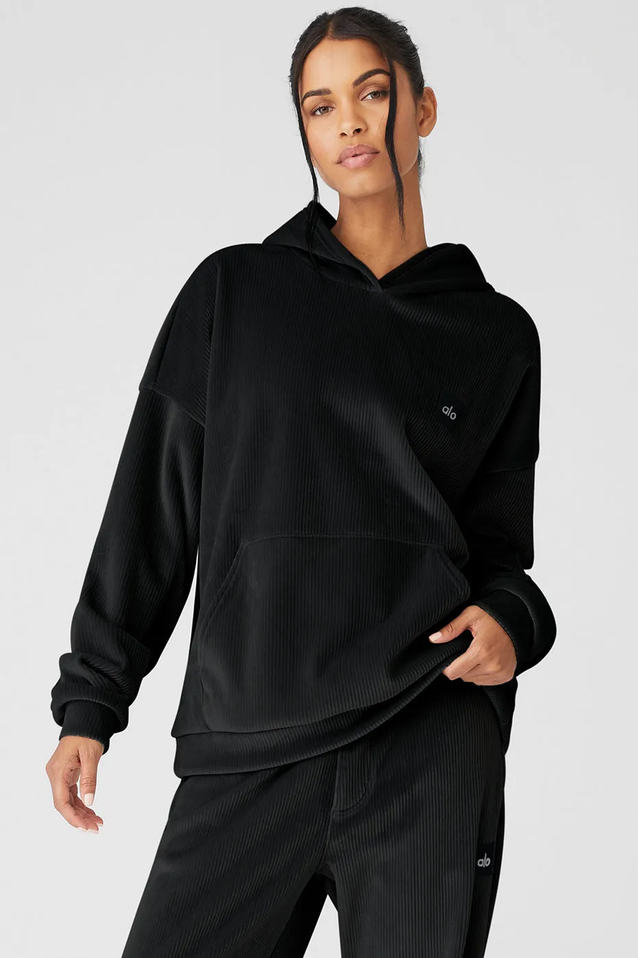 Velour Baller Hoodie - Black sold by Alo Yoga