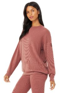Micro Waffle Relaxation Pullover - Chestnut sold by Alo Yoga