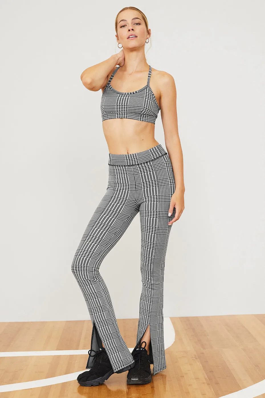 Jacquard High-Waist Glenplaid Flutter Legging - Titanium/Black sold by Alo Yoga product image thumbnail 5