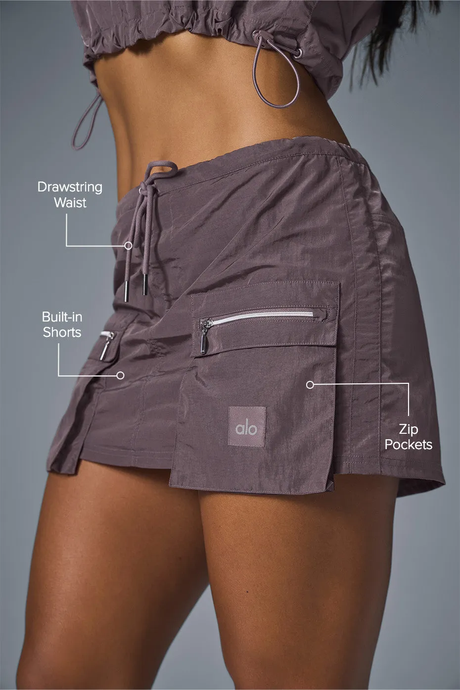 Crinkle Surplus Mini Skirt - Raisinette sold by Alo Yoga product image thumbnail 2