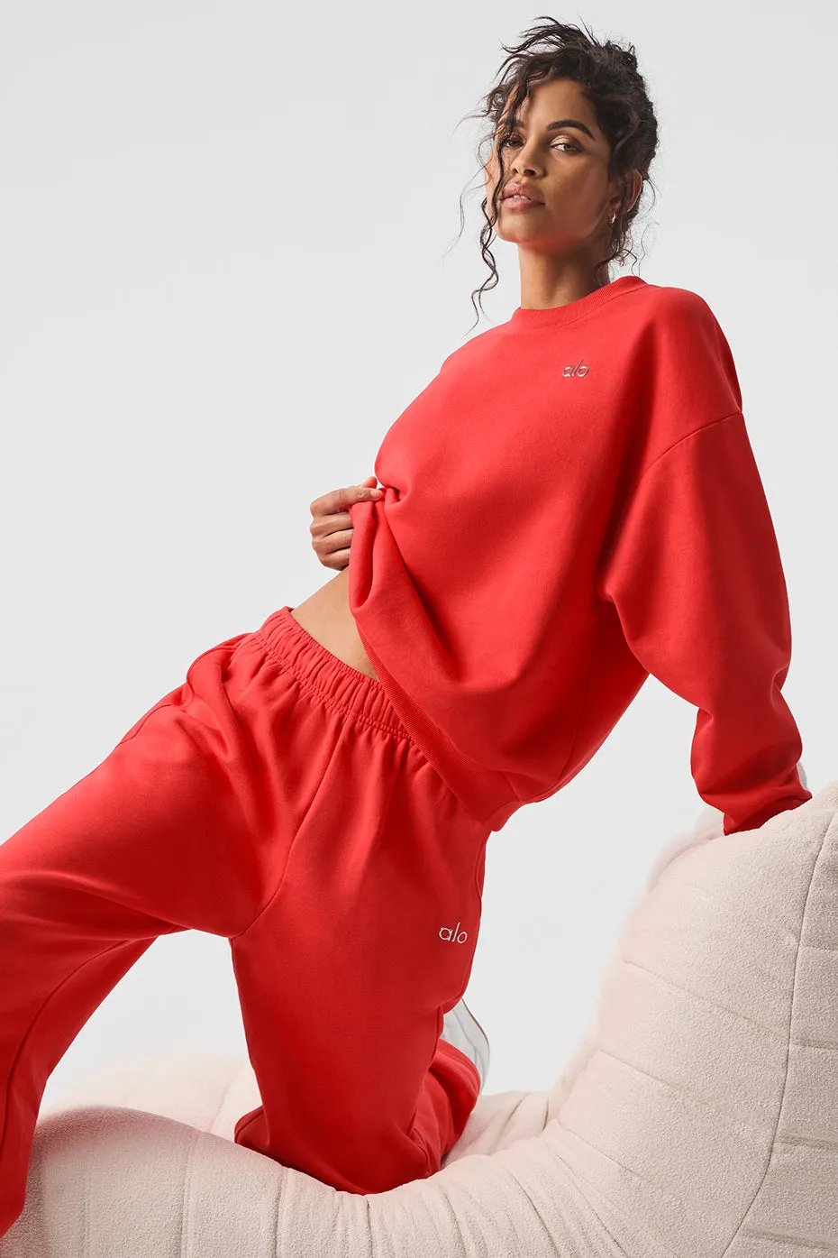 Accolade Crew Neck Pullover - Red Hot Summer sold by Alo Yoga