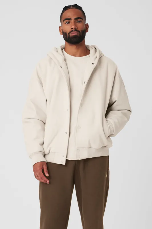 Select Hooded Bomber Jacket - Bone sold by Alo Yoga