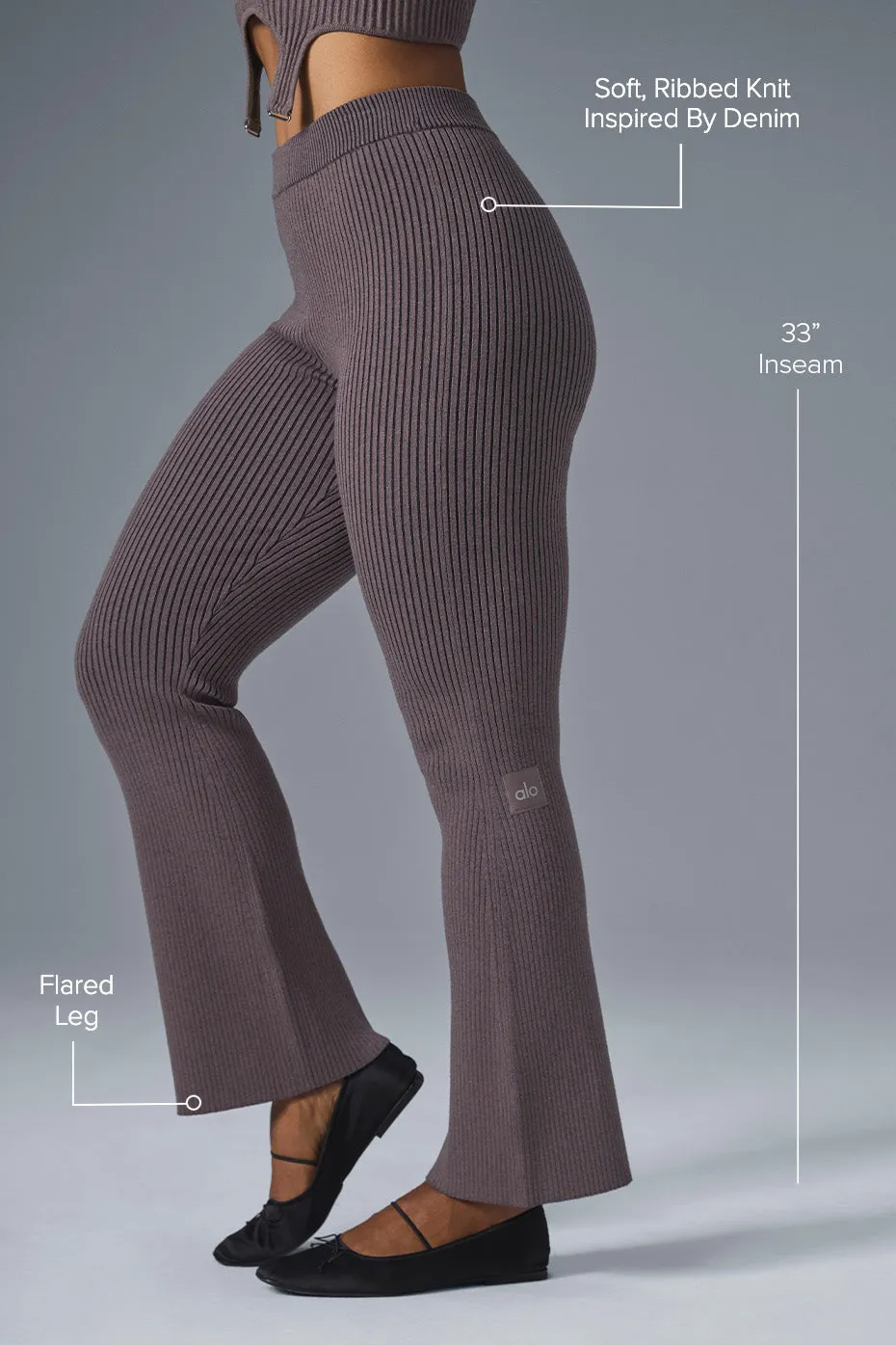 Denim Knit High-Waist Flare Pant - Raisinette/Black sold by Alo Yoga product image thumbnail 2